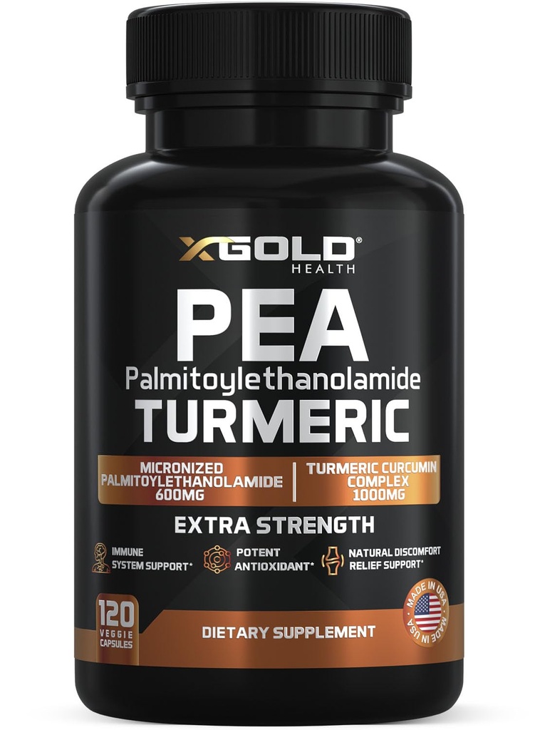 Pea Palmitoylethanolamide + Turmeric Curcumin Complex – 1600mg Micronized 99% & 95% Curcuminoids – High Potency Joint Support, Mobility & Comfort – Made in USA