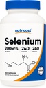 Nutricost Selenium 200mcg, 240 κάψουλες χορτοφάγων, μη ΓΤΟ, χωρίς γλουτένη L-σεληνομεθειονίνη
