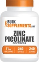 BulkSupplements.com çinko Picolinate Softgels - çinko 11mg, Immune Support, Gluten Free - 1 Softgel per Service, 240 Count (kırda 1)