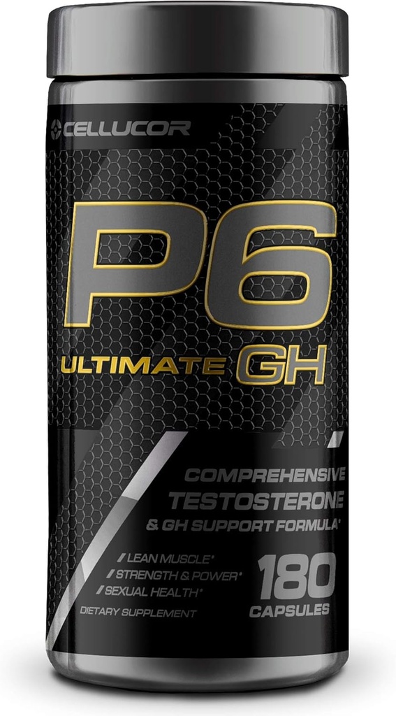 Hücre P6 Ultimate GH Test Alert for Men, Growth Hormon Support Pills for Protein Synthesis & Fat Metabolism, 180 Capsules & Fat Metabolism, 180 Capsules
