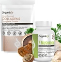 Organixx Clean Sourced Collagen Toz, Unflavored, 20 Hizmet ve Organik Mushroom Supplement (60 Vegetarian Capsule)