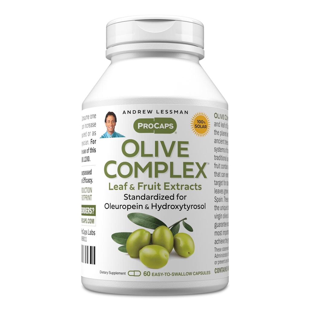 ANDREW LESSMAN Zeytin Kompleksi - 60 Capsules - Leaf and Fruit Extracts. Cardiovascular ve Immune Health'i desteklemek için Ol Europein ve Hydroxytyrosol için standartlaştırılmış. Küçük Easy to Swallow Capsules