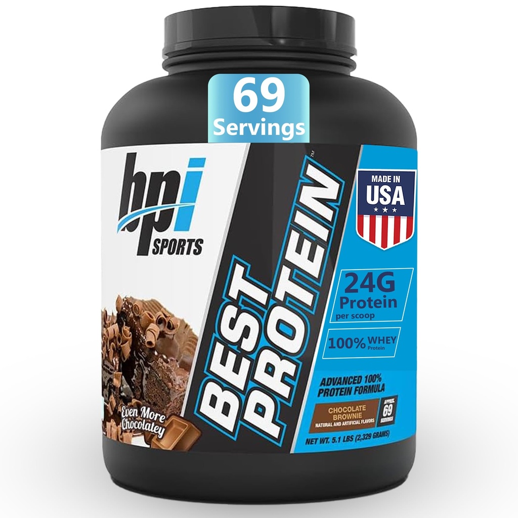 BPI Sports Best Protein – 100% Whey Protein Toz – Kas Büyüme, Kurtarma, Meal Emekli – No Fillers, Gluten Free – En İyi Protein Tozu Erkekler ve Kadınlar için | Brown Chocolateie – 5.1 Pounds