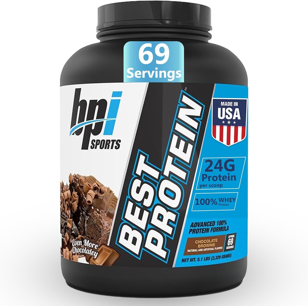 BPI Sports Best Protein – 100% Whey Protein Toz – Kas Büyüme, Kurtarma, Meal Emekli – No Fillers, Gluten Free – En İyi Protein Tozu Erkekler ve Kadınlar için | Brown Chocolateie – 5.1 Pounds