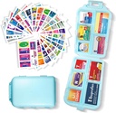 Pill Organizer with Medicine 161 Etiketler Seyahat Günlük Pill Konteyner Mini İlaç Organize Depolama Pill Organizer Seyahat Essentials Pill Case 7 Day (Mavi, 1 Pack)