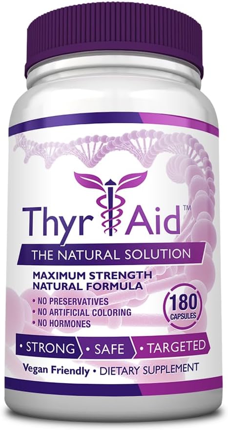ThyrAid - Tiroid Tamam - Iodine, Kelp, Ashwagandha - Vegan - 1 Şişe (3 Ay Supply, 180 Capsules)