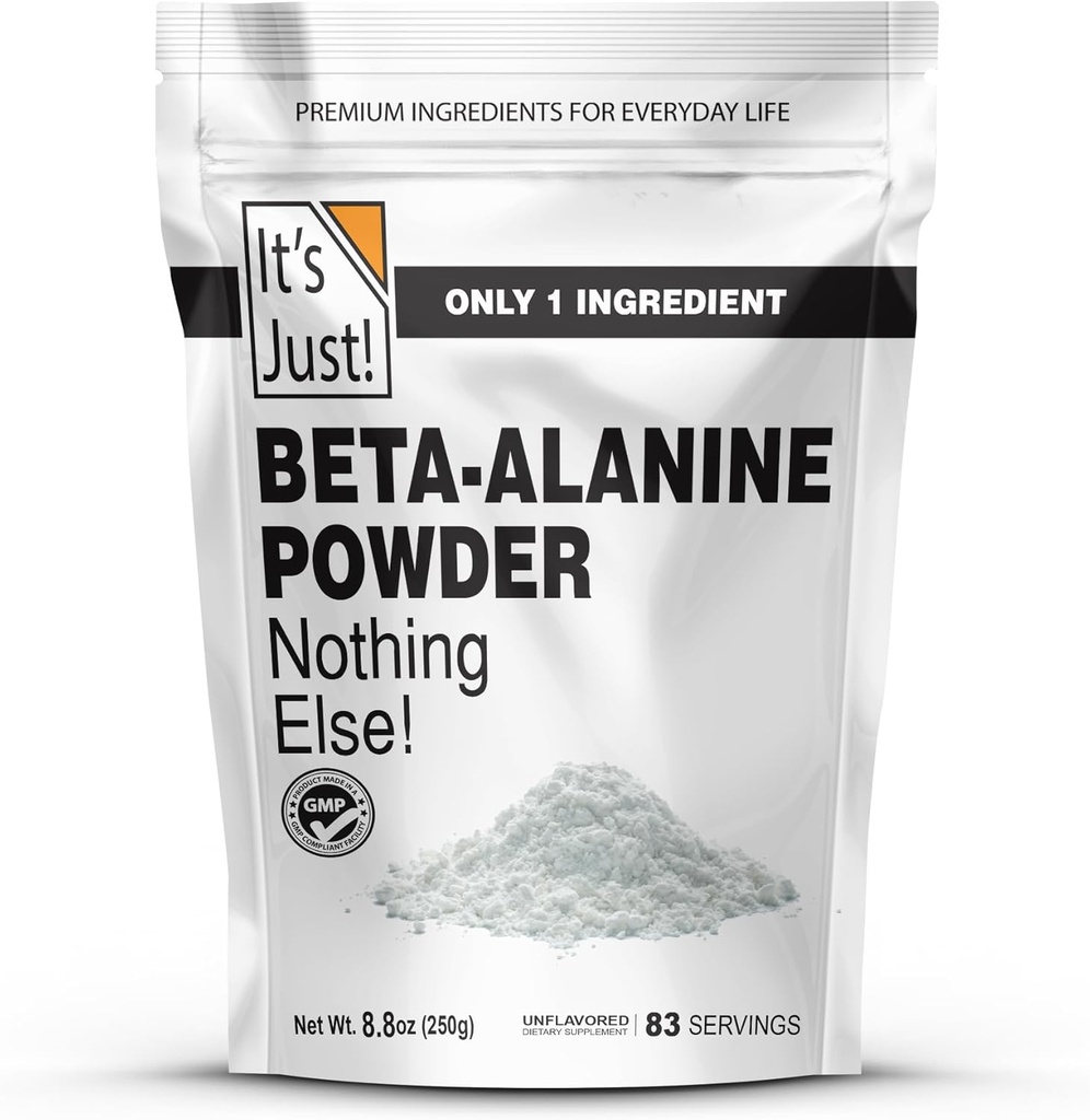 Sadece! - Beta-Alanine Toz, Pre-Workout Supplement, 250g Bulk, Unflavored, 3000 mg Per Servis (250g / 83 Hizmet)