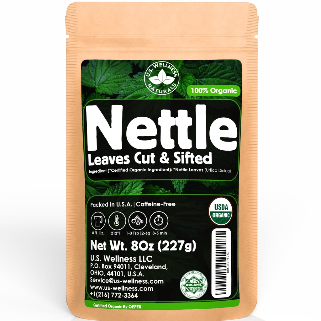 Nettle Tea - 8Oz (REAL WILD HARVEST) | 100% USDA sertifikalı ORGANIC | Loose Leaf (Urtica Dioica aka Sting Nettle) Cut & Sifteded