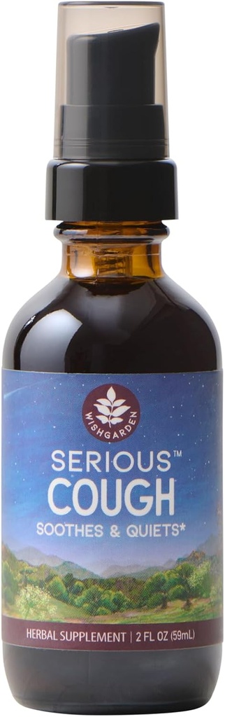 WishGarden Herbs - Ciddi Cough, Organik Herbal Cough Suppressant Supplement, Soothes ve Calms Ortak Throat ve Bronchial Irritation (2 Ounce Pump)