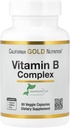 California Gold Beslenme Vitamin B Kompleksi, Thiamin B1, Riboflavin B2, Niacin B3, Pyridxine B6, Biotin B7, Pantothenic Acid B5 ve Pro Folate B9, Gluten Free, Non GMO, 60 Veggie Capsules