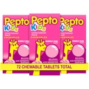 Pepto Kid's Chewable Tables for Heartburn, Acid Indigestion, Sour Stomach, and Upset Stomach, Bubblegum Flavor, 72 Σύνολο (3 συσκευασίες των 24)