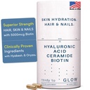 GLOW Anti Aging Supplement - Hyabest® Hyaluronic Acid, Phytoceramids, 5000 mcg Biotin, Vitamin A, C, E, çinko - Kadınlar ve Erkekler için Saç Çiçeği - 60 Capsules & Skin Hydration - 60 Capsules