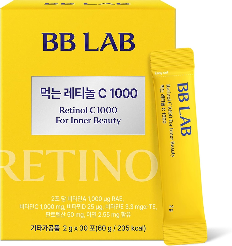 BB LAB Retinol C 1000, Toz C vitamini, Retinol, Vitamin E, B5 & Mitsubishi for Radiant Skin, Kore İç Güzellik Tamamı Sağlıklı Bakmak için