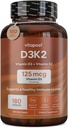 D3K2 | D3 K2 Gıda ve BiyoPerine ile D vitamini Vitaminlerini birleştirir. D3 ve K2 Sağlıklı Kemikler, Kalp ve Kaslar | 180 Capsules