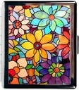 Travel Pill Organizer Small Pill Case for Purse Essentials 7 Days Cute Pill Box with Mirror Portable Pill Box for Pocket or Purse Pill Containe Travel Armağan (Stained Glass Çiçekler)