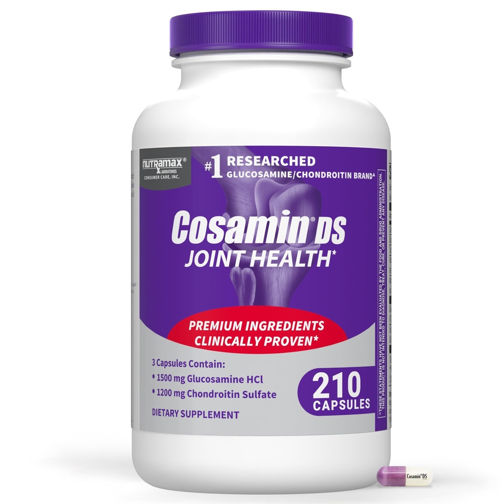 Nutramax Cosamin® DS Joint Health Supplement with Glucosamine & Chondroitin for Men's & Women's Joint Health, 210 Capsules