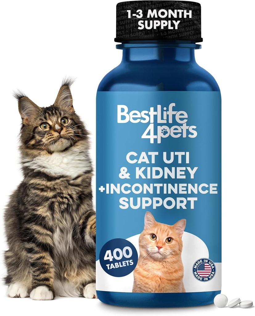 Cat UTI Remedy & Kidney Cats için Destek, Doğal Urinary Tract Enfeksiyonu ve Cat Bladder Crystals Tedavisi Flushs Flush Out Kidney Stones, Clears Enfeksiyonu ve Kidney Sağlığını Geliştirin, 400 Tiny Pills