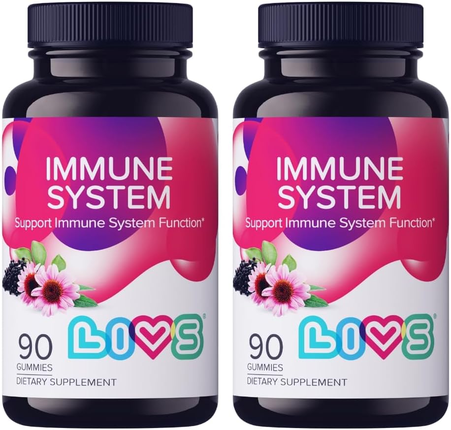 LIVS Immune System Elderberry Gummies for Yetişkinler & Çocuklar | Gelişmiş Immune Support Supplement with Vitamin C, Echinacea, & Propolis | Vegan & Gluten Free Gummy Vitamins | 200 mg Elder / Dose -180 Ct