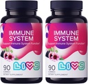 LIVS Immune System Elderberry Gummies for Yetişkinler & Çocuklar | Gelişmiş Immune Support Supplement with Vitamin C, Echinacea, & Propolis | Vegan & Gluten Free Gummy Vitamins | 200 mg Elder / Dose -180 Ct