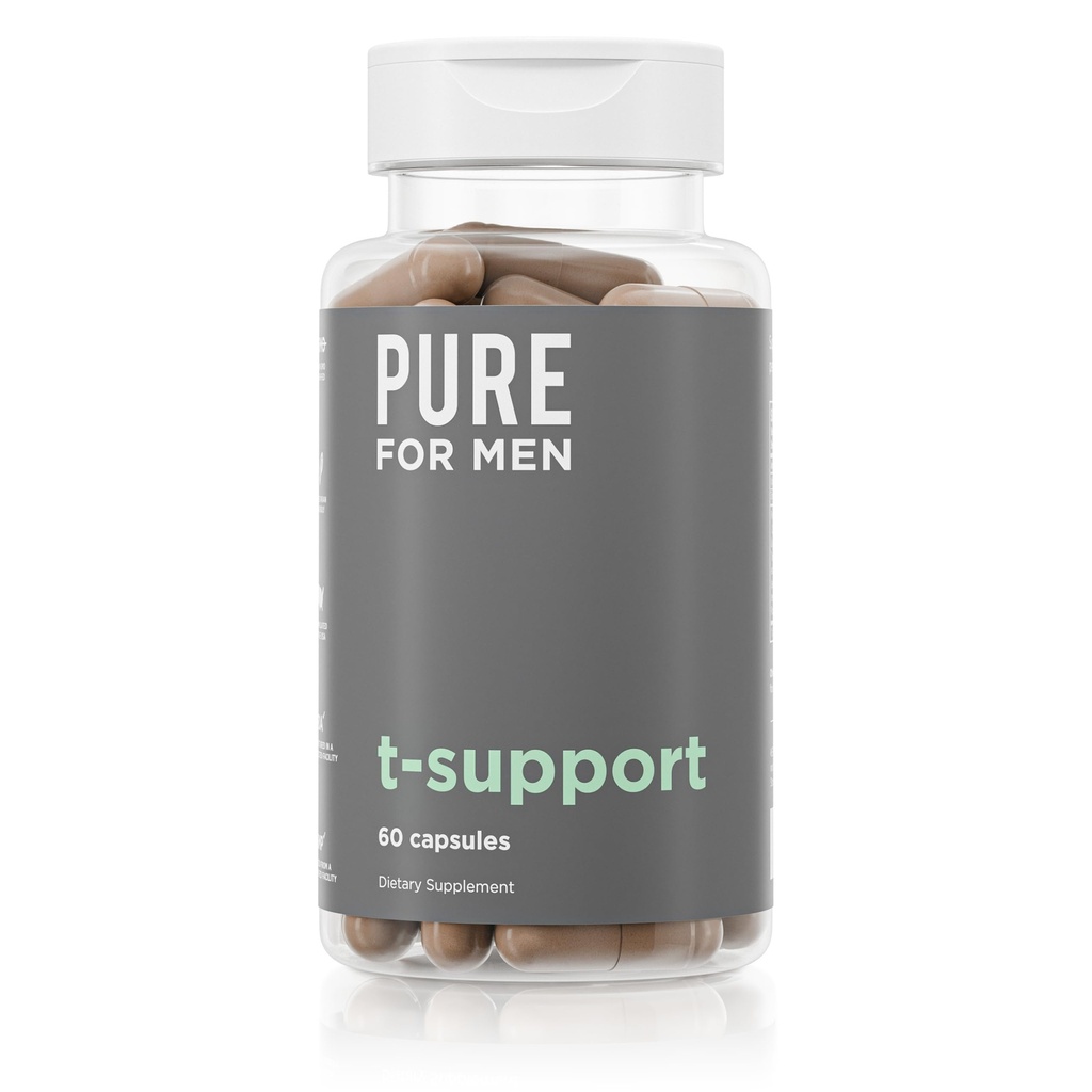 Erkekler için Saf T-Depre | Vejetaryen Total Support for Men with Maca, Vitamin D, & Ashwagandha, Muscle Health | Endurance, Strength, Focus, & Energy Support | 60 Capsules