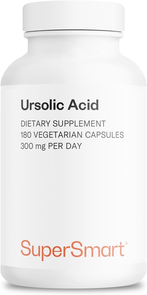 Supersmart - Ursolic Acid 300 mg per Day (Eh-Tolerated) - Rosemary Leaf Supplement | Non-GMO & Gluten Free - 180 Vegetarian Capsules