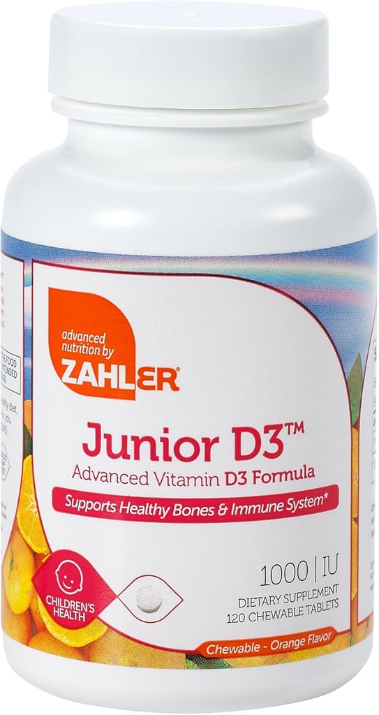 Zahler Junior D3 Chewable 1000IU, Çocuklar D, Great Tasting Chewable Vitamin D for Kids, Optimal Vitamin D3 1000 I for Children,Cerrec Kosher, 240 Chewable Tabletler