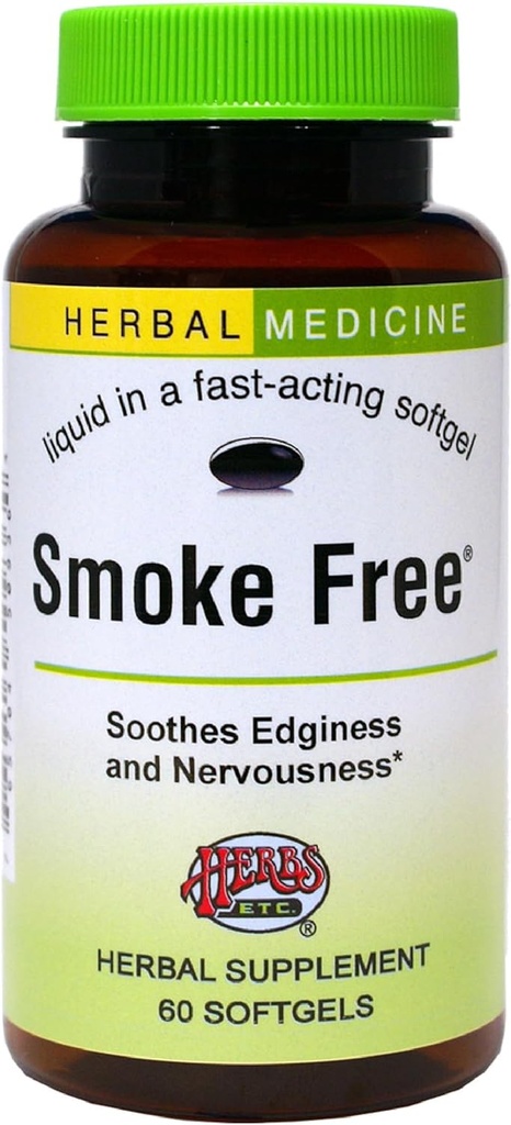 Herbs, Etc. Smoke Free - Destek Devam ederken - Sağlıklı Respiratory Sistem Desteği - Edginess & Unpleasant Attitudes - 60 Softgels (60 Hizmet)