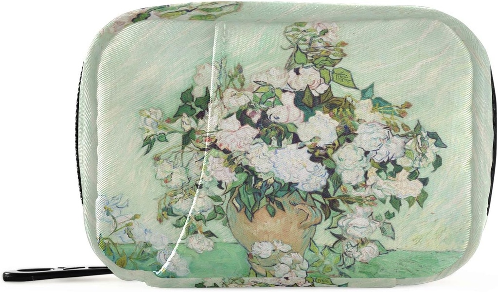 Gül Van Gogh Pill Box 7 Günlük Pill Case Bag Travel Pill Organizer Bag with Surface Portable Weekly Case Compact Boyut for Vitamin Supplement Holder