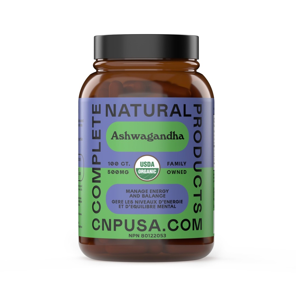 Organik Ashwagandha Capsules - 100 Capsules 500 mg Pure Organic Ashwagandha Supplement for Calming Support