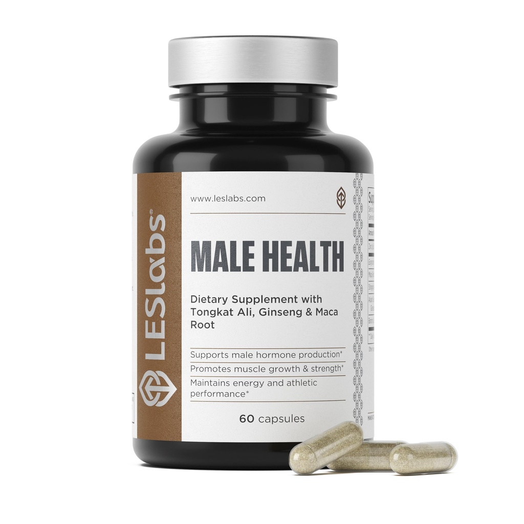 LES Laboratuvarları Erkek Sağlığı – Hormon Üretimi, Güç ve Yaşam, Drive & Endurance – Tongkat Ali, BTC, Maca & Boron – Non-GMO Supplement – 60 Capsules