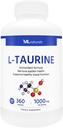 ML Naturals L-Taurine 1000 mg 360 Capsules.% 99.9 Nervous System Health & Antioxy Support, NSF-Cerated & cGMP-Compliant.