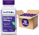 Natrol Acai Berry, Συμπλήρωμα διατροφής, Αντιοξειδωτική Προστασία & Άμυνα, The Ultimate Super Fruit, 900 mg κάψουλες Veggie, 75 Count (Pack of 12)