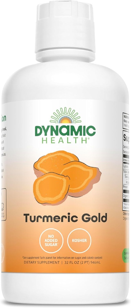 Dinamik Sağlık Turmeric Gold,% 100 Juice, Turmeric Supplement, Hiçbir Katkı, Ortak Destek, Antioksi, Inflammation, Vegan, Gluten Free, Non-GMO, 32 Fl Oz