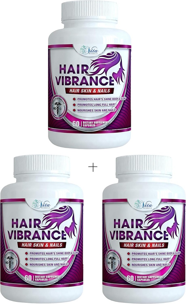 Saç Vibrance Hair Skin ve Nails Vitaminleri - Doktor Saç Büyümesi için 1500006 Biotin ile formüle edildi ve Longer Shiny Full Healthier Hair Skin Nails ve Lashes (3 Pack) için 23 Saç Büyüme Vitamini