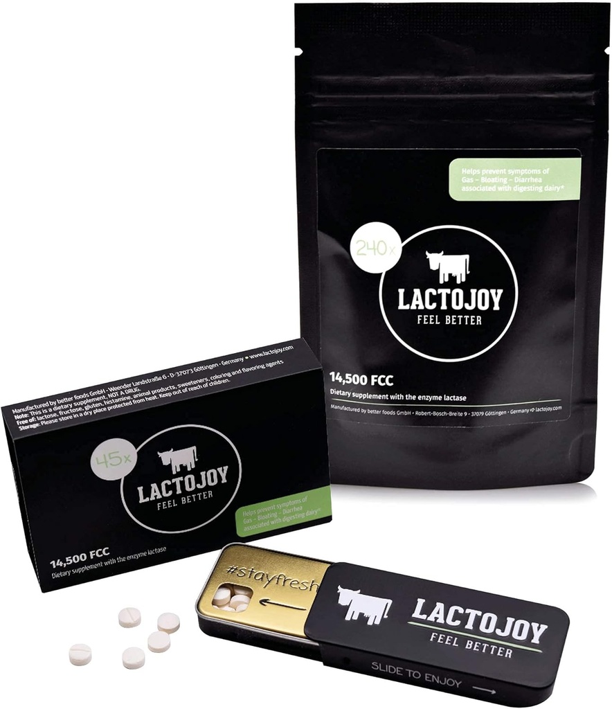 LactoJoy Lactase Pills Sche of 45 Hesaplar ve Re Pack I Powerful Lactase Enzymes for Lactose intolerance I Ultra Pure Lactase for I improve Digestion I No Silikon Dioksi, No Yapay Flavors