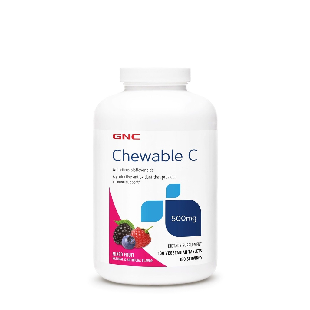 GNC Βιταμίνη C 500mg, Παρέχει Ανοσολογική Υποστήριξη, Μικτά Φρούτα, 180 Μερίδες