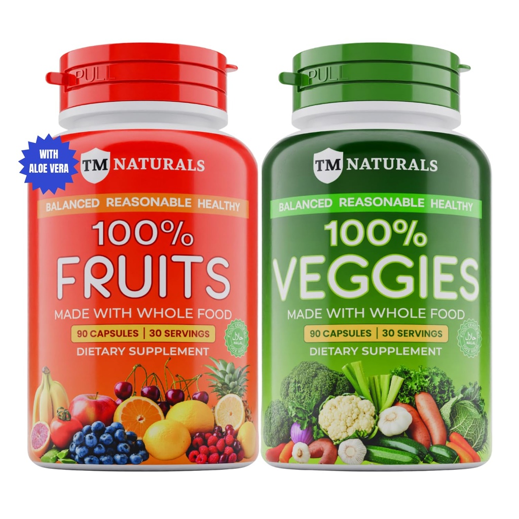 Erkekler ve Kadınlar için meyve ve Veggies Vitaminleri - Süper Meyveler ve Veggies Capsules Dengeli Beslenme ve Enerji Seviyelerini Desteklemek için - Tüm Doğal Süper Gıdalar 90 (Pack of 2)