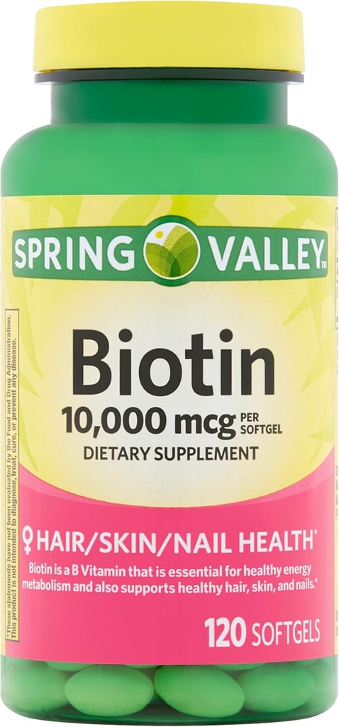 Spring Valley Biotin Diyeter Supplement, 10.000 mg, 120 Softgels