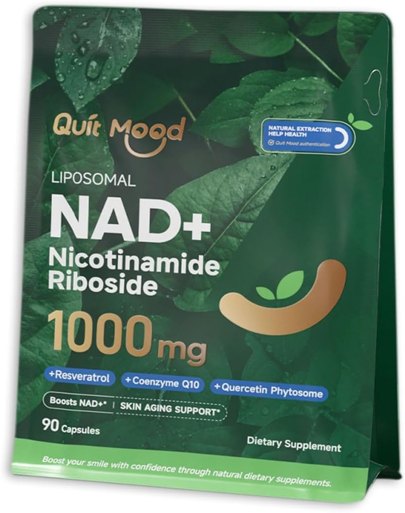Nicotinamid Riboside Kompleksi – Hücreler Enerji ve Sağlıklı Ağlama Desteği Resveratrol, Quercetin Phytosome & CoQ10 -NMN Supplement for Skin Aging Supports- 90 Capsules