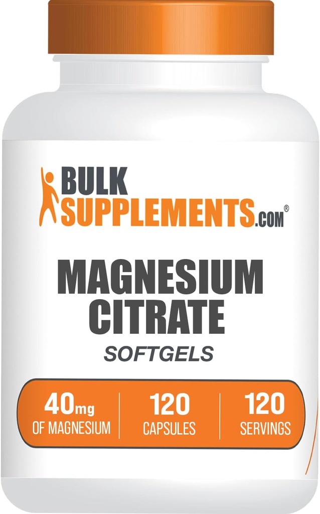 BulkSupplements.com Magnezyum Citrate Softgels - Supplement, Magnezyum Citrate Supplement - Gluten Free, 1 Softgel per Service (40 mg of Magnezyum), 120 Kont (1.5 of 1)