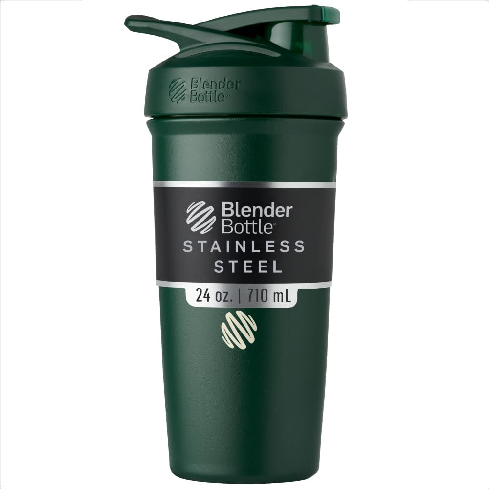 BlenderBottle Sport Μονωμένο μπουκάλι αναδευτήρα από ανοξείδωτο χάλυβα με σύρμα Whisk, 24 Ounce, Forest – Protein Shakes & Hydration για αθλητές & Fitness Enthusiasts, Easy Mixing, διατηρεί τα ποτά κρύα, κλειδωμένα Lid