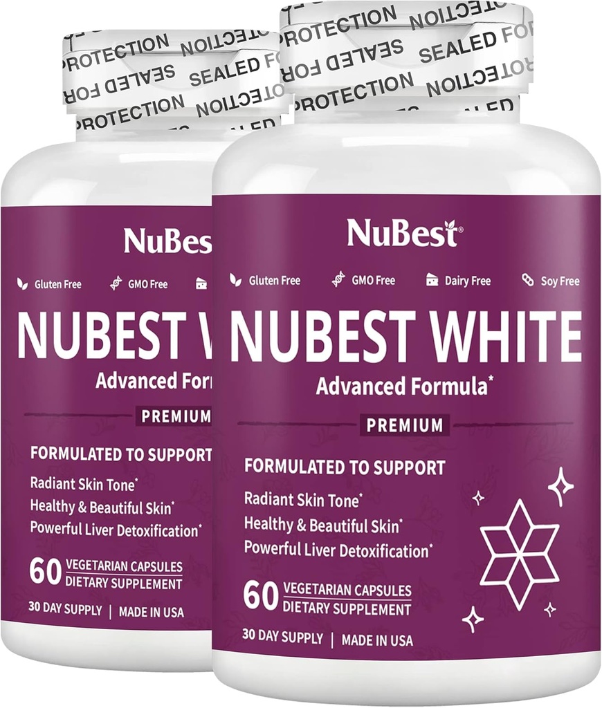 NuEn İyi Beyaz - Skin Whitening Supplement, Glutathione, C vitamini, E, B2, Milk Butle Ekstraksiyon, Yeşil Çayı Işıklandırma ve Parlaklama | Paket 2