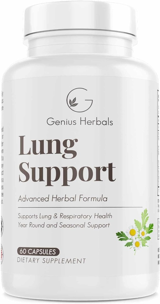 Lung Support - Daha Fazla Rahatlamanıza Yardımcı olur, Yıl Yuvarlak Mevsim Desteği, Lung Cleanse & Lung Detox Formula, 60 Capsules