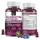 Quercetin Gummies with Bromelain 2378 mg - Elderberry, Echinacea Purpurea Extract, çinko, C,D3,K2, Kompleks Destekler Immune, Cardiovascular & Respiratory, Vegan Gummy for Adult & Kid