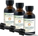 Dr. Clark Lugol'un Iodine 2 Çözümü - Aqueous ve% 2 Granular Iodine - Natural Stomach Relief and Health - 1 fl. Oz with a Dropper 3Pack