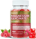 Magnesium Glycinate Gummies 1000mg, Sugar Free Magnesium Potassium Supplements Chewable for Adults with L-Threonate for Sleep, Body Support and Relaxation,90 Raspberry Gummies