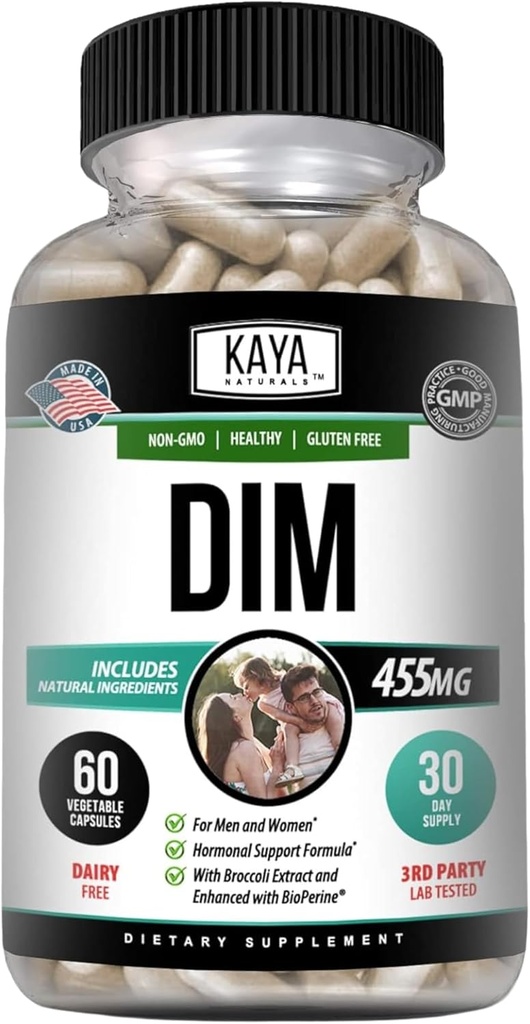 Kaya Naturals DIM Ultra | Kadınlar ve Erkekler için Tamam | Broccoli Extract & BioPerine ile Sebze Kapsülleri | Hormonal Destek için Herbal Supplement, Acne, Menopause ve Prostate – 60 Count