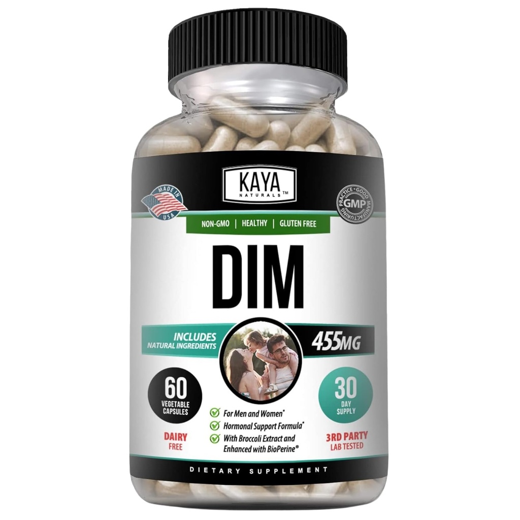 Kaya Naturals DIM Ultra | Kadınlar ve Erkekler için Tamam | Broccoli Extract & BioPerine ile Sebze Kapsülleri | Hormonal Destek için Herbal Supplement, Acne, Menopause ve Prostate – 60 Count