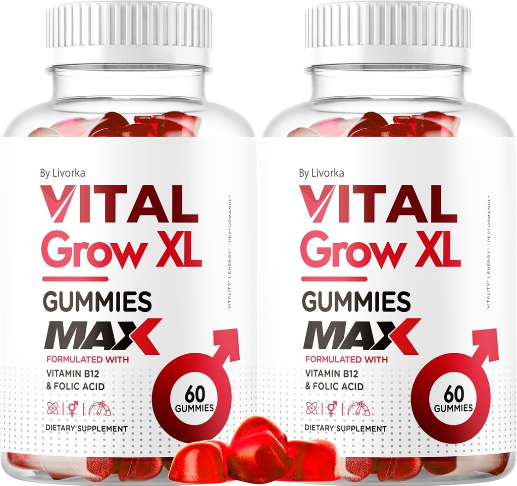 (2 Pack) Vital Grow XL Erkek Gummies - Erkeklerin Performansı Gummies 1050MG VitalXL Mix, Vital Growth Gummy Advanced Gomitas Formula, 2 Ay için 120 Gummies