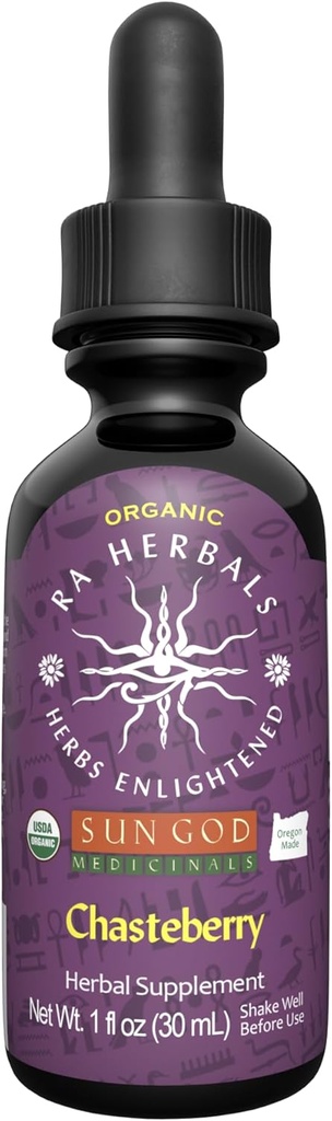 Ra Herbals Organic Chasteberry Extract | Vitex Agnus-Castus Herbal Tincture | Kadın Hormonal Denge & Erkeklerintrual Support | USDA Organic, Vegan, Liquid Drops | 1 fl oz